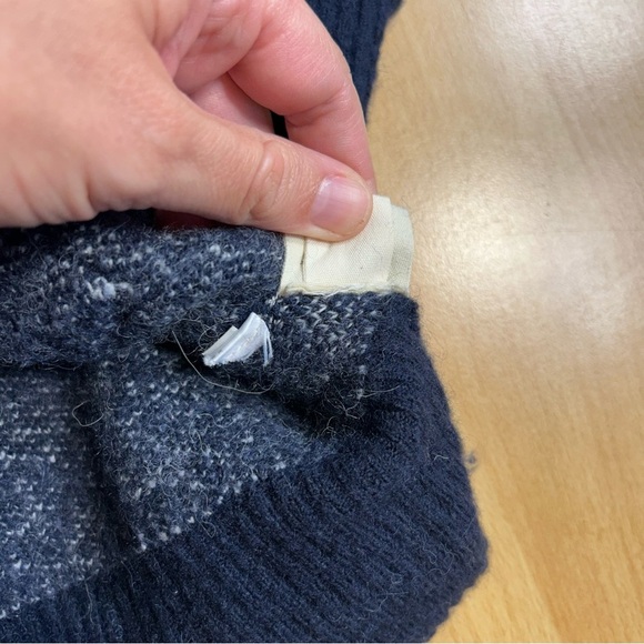 Madewell Birds Eye Maysfield Alpaca Wool Blend Cardigan Blue and White Cozy Soft - Picture 8 of 11